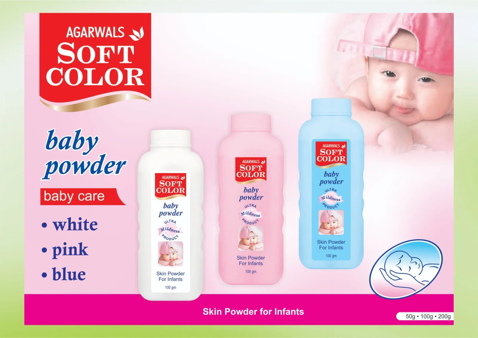 Manufacturer of Premium Quality Baby Powder from India for all kids type in competitive price Herbal Kids Children Baby Powder