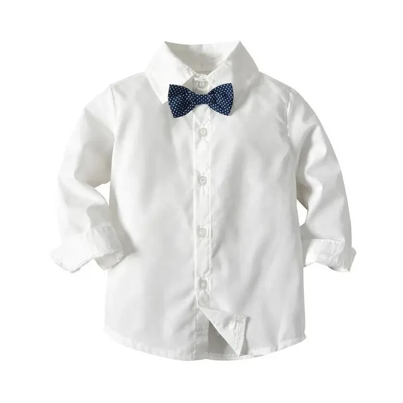 Hot-selling Wholesale Children Clothes Cotton Blue Vest Suit Bow Tie Shirt Kids Boy Suit Formal 3 Years Boys Clothing Sets