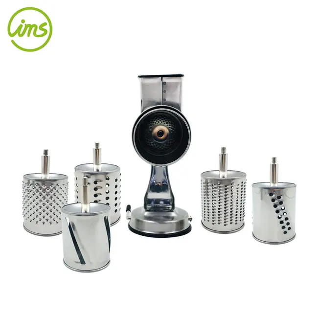 Manual Rotary Cheese Grater Shredder With 5 Drum Blades