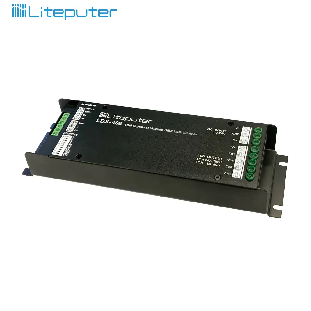 DMX512 12V 24VDC RGBW светодиодная затемнения Диммер контроллер