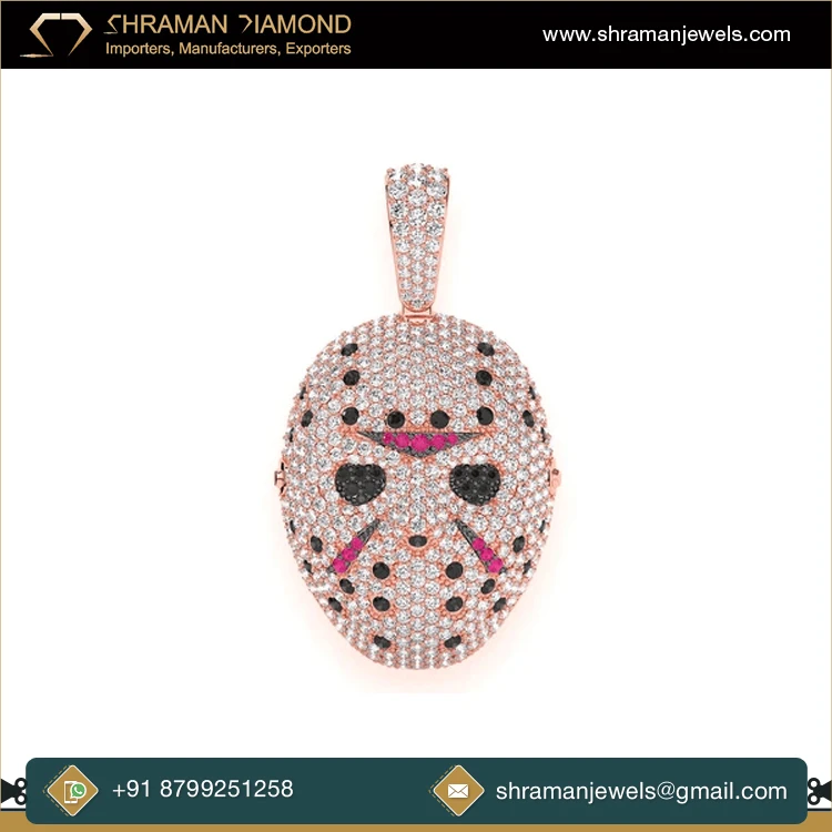 Latest Arrival Wedding Gift Fashion Jewelry for Men or Women 3.75 CTS 14K Gold Large Hockey Mask VS Natural Diamond Pendant