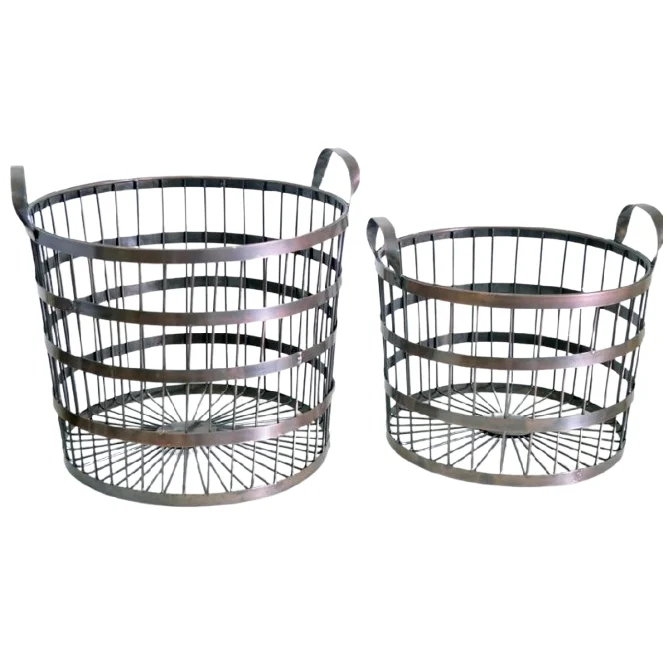 Set Of 3 Modern Iron Countertop Metal Fruit and Vegetable Basket Bottom Metal Kitchen Simple Houseware From Factory Low Price