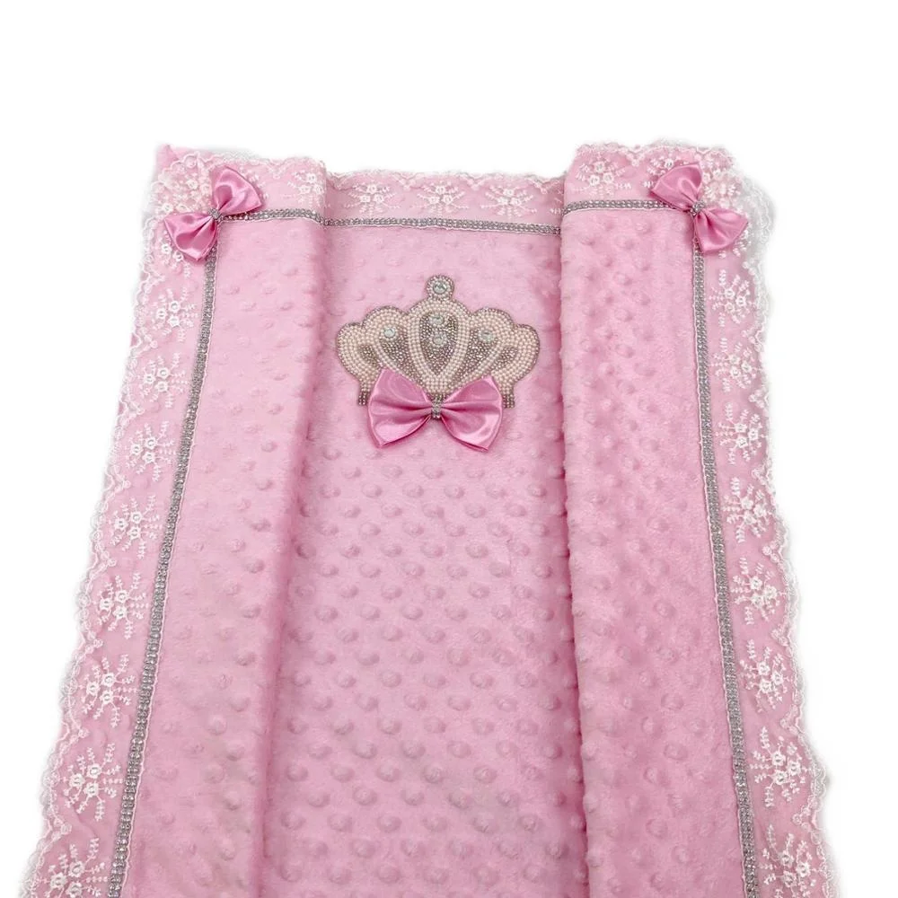 Comfortable Soft Baby Blanket Crowned Pink Blanket Wholesale Custom Newborn New Design Portable Soft Swaddle Bamboo Bubble