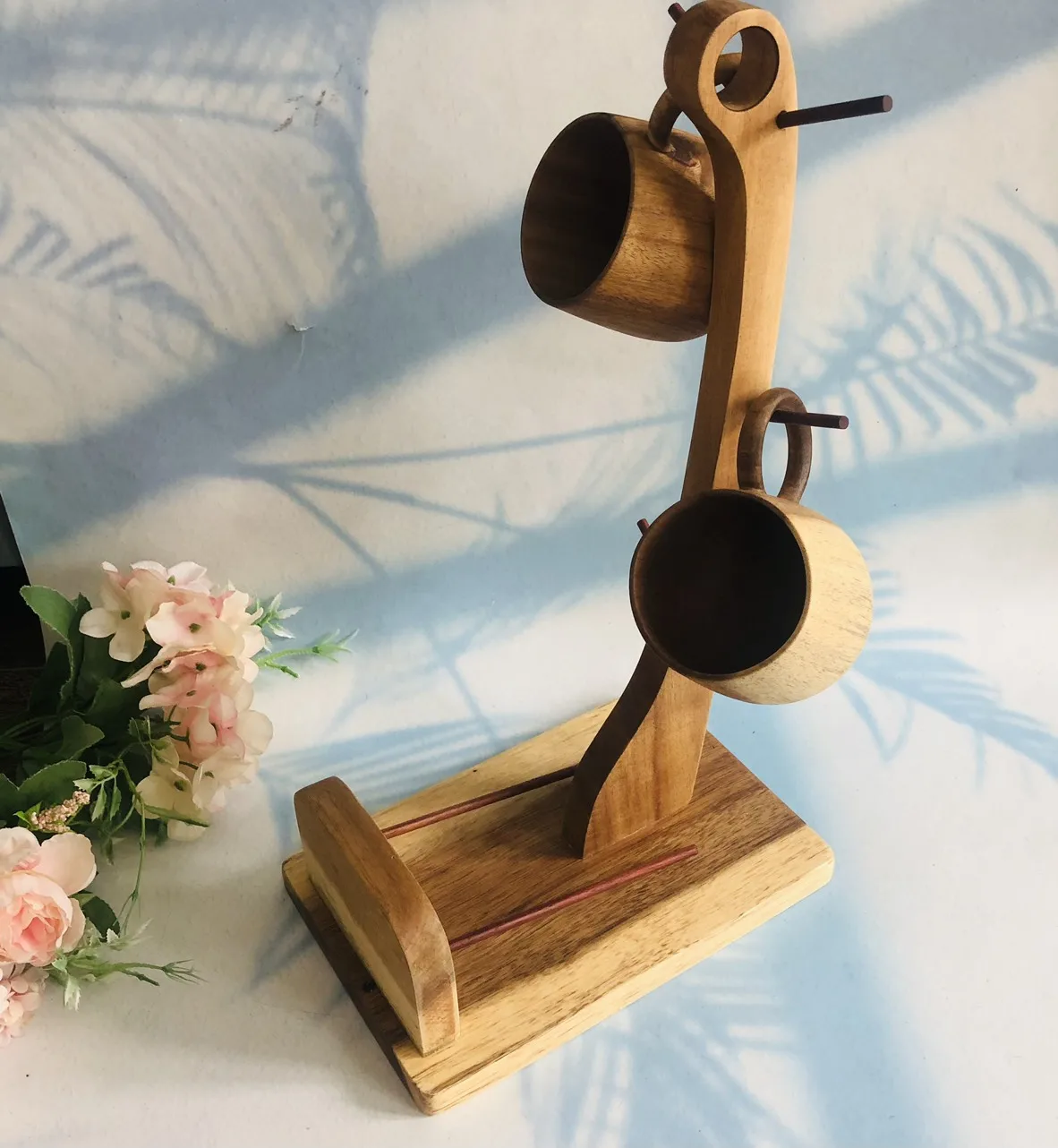 Factory Price 6 Head Solid Wood Cup/Mug Holder Simple Tree-Shaped  Mug Cup Storage Water Cup Rack From Vietnam