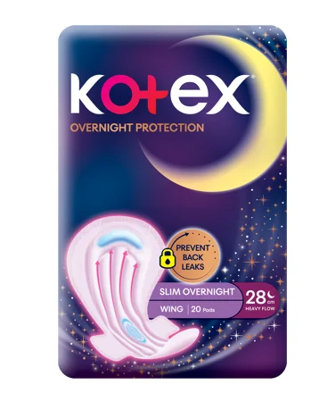 Kotex тонкая Ночная защита женская гигиеническая прокладка с крыльями 28 см менструальные прокладки