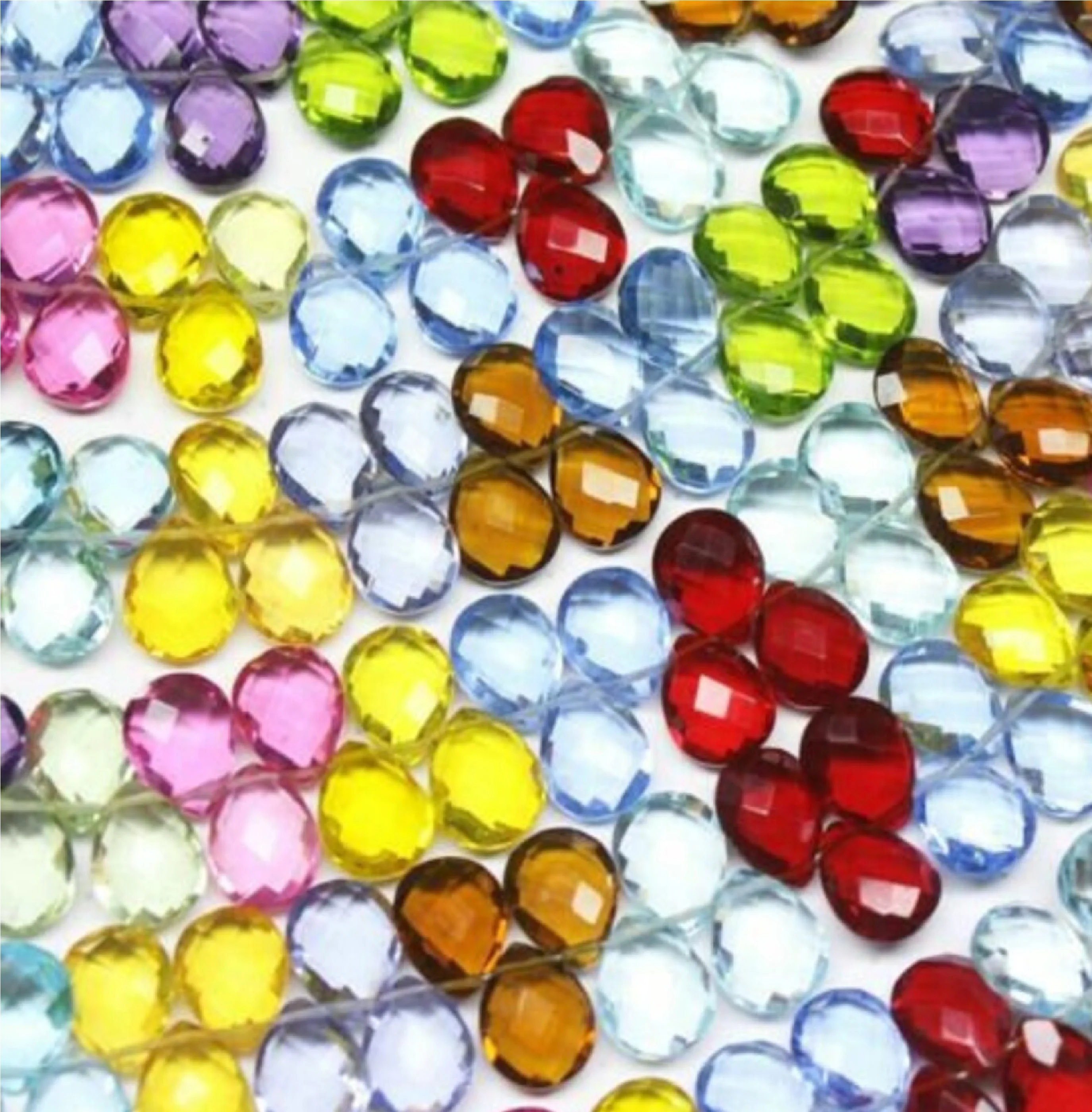 Multi Faceted Quartz Stone DIY Craft Pair for Making Crystal & Gemstone Beads Pear Shape Briolette Drop Glass Material