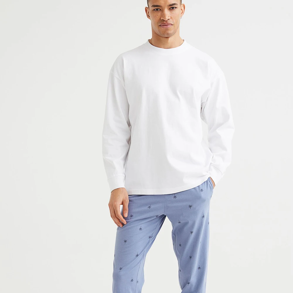 High Quality Men Summer Mens V Neck sleep casual wear print mens pajama