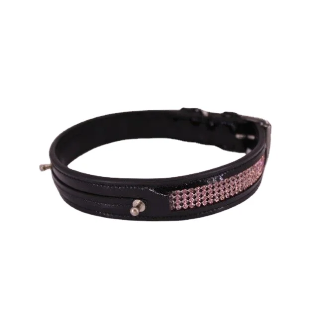 High Quality Patent Leather Name Plate Dog Collar Padded Feature Rivet Pet Accessories Export Quality Whole Sale Price