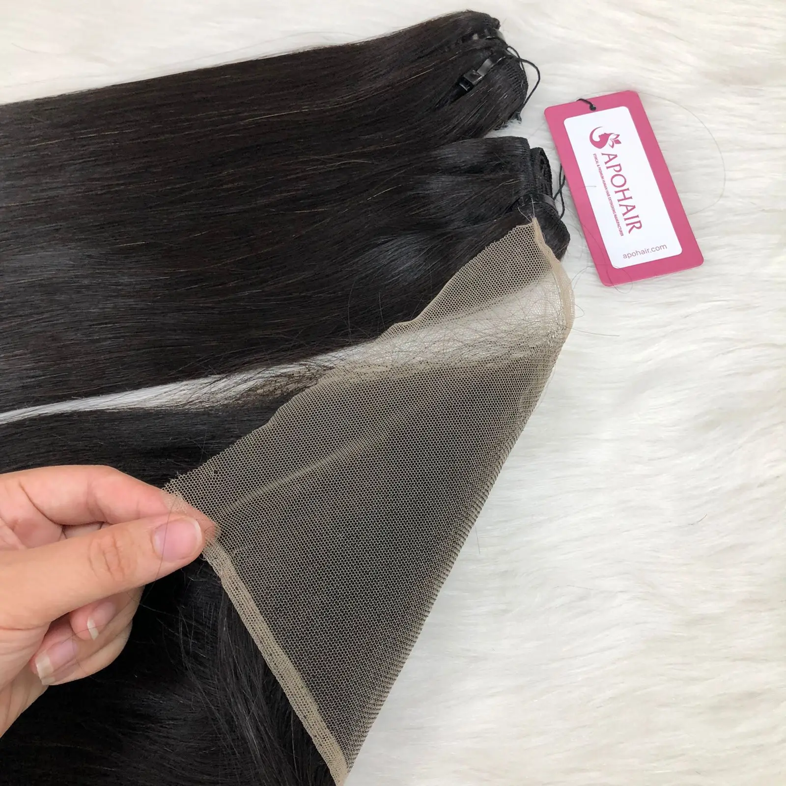 Hair Bundle With Matching Closure 4x4 Straight Black Color -  Set Make Wig Human Hair Vietnam