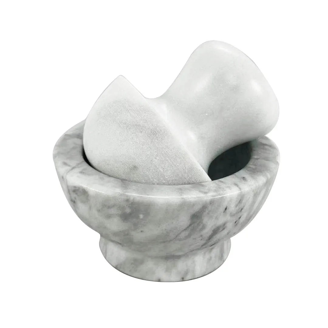 Spice Grinder Mortar and Pestle - White Marble Stone