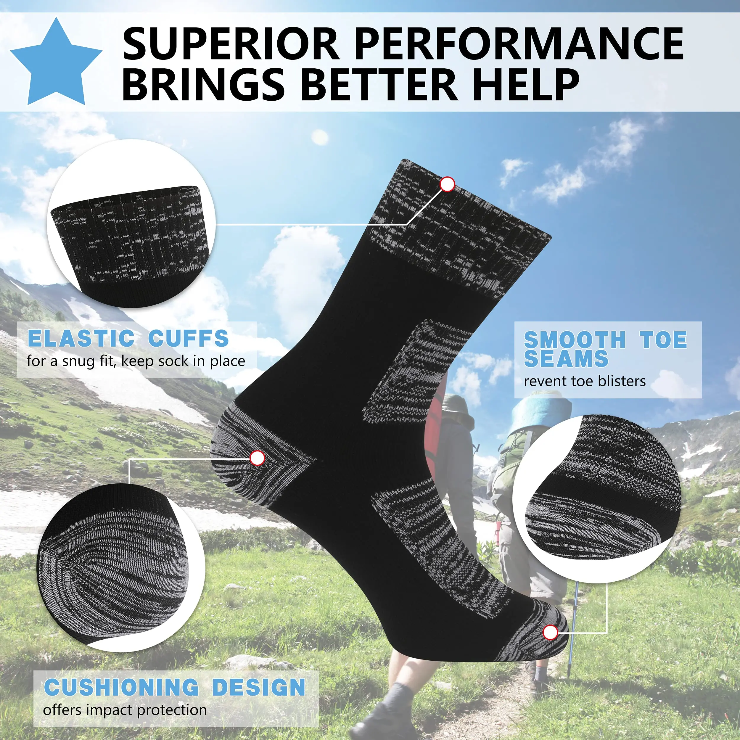 Custom Logo Men Outdoor Athletic Crew Socks Kids Breathable Wudhu Waterproof Socks For Hiking Trekking Wading