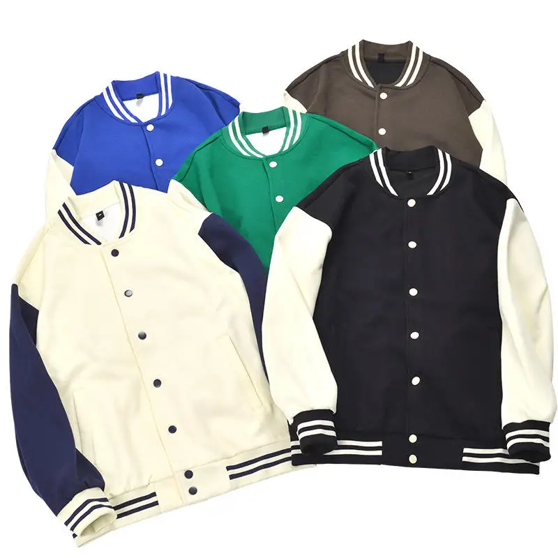 New Custom heavy weight blank drop shoulder oversized autumn winter jacket unisex college varsity windproof jackets men women