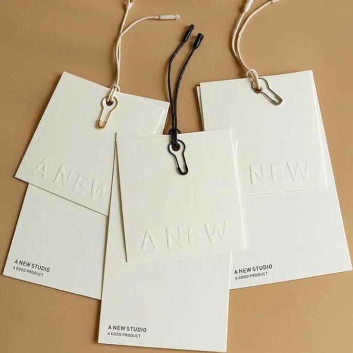 Embossed Hangtags Colored Price Tags Hang Paper Tag Brand Name Tags Custom Labels For Clothing Brand