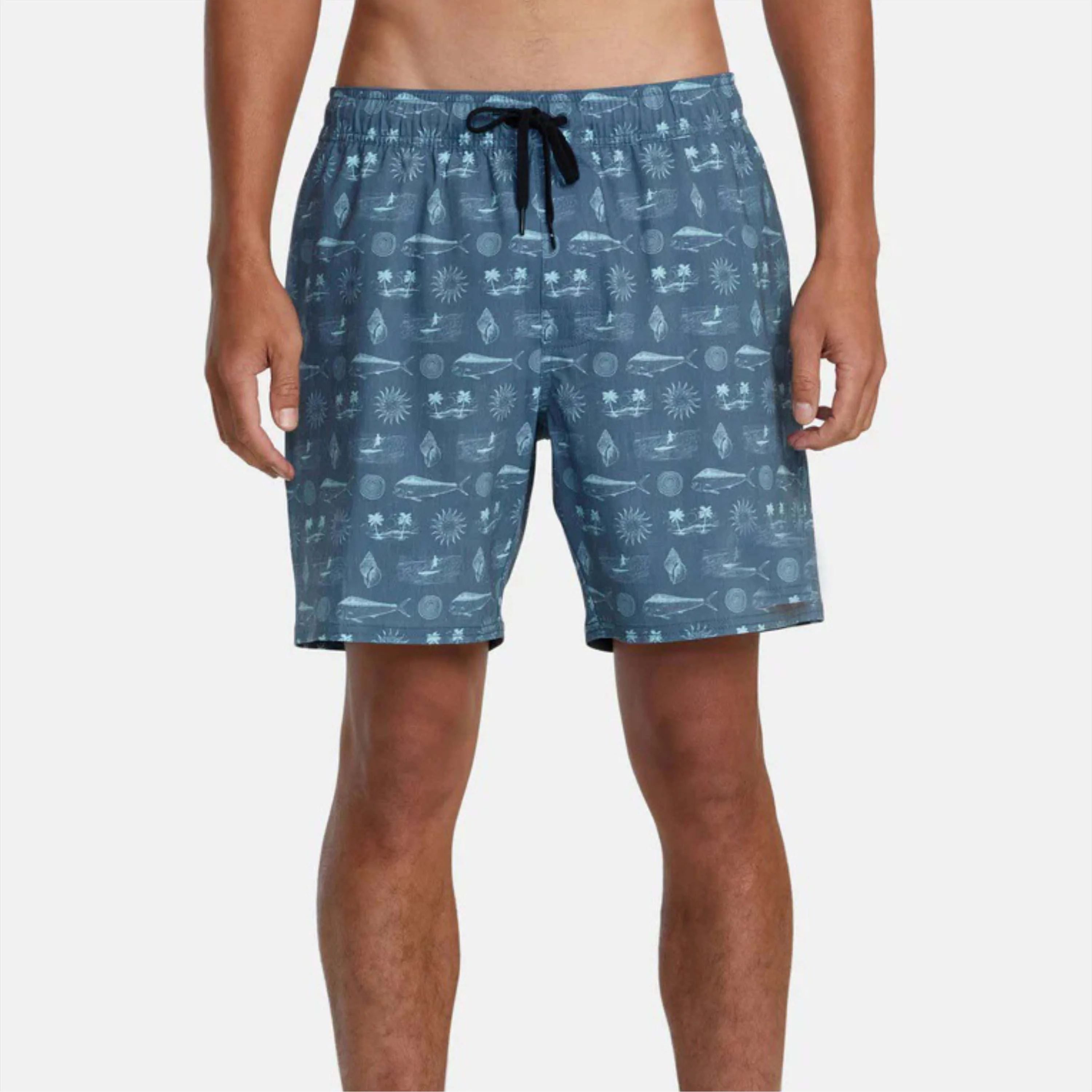 Men Durable Board Shorts with Pockets - Comfortable and Quick-Drying Printed Swim Trunks for Surfing, Swimming, and Outdoor