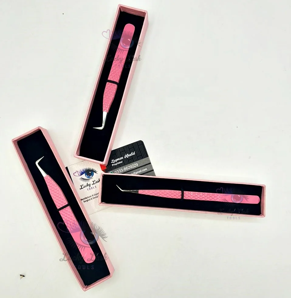 45 Degree Large isolation and short boot eyelash extension tweezers with box private label tweezers eyelash extension lash tool