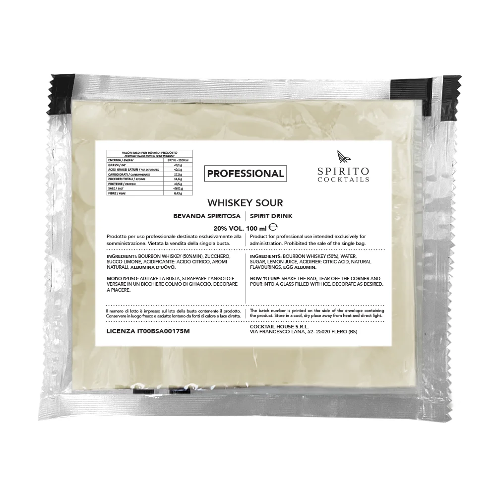 Premium Quality Distillate Bourbon Whiskey Sour 20% alcohol 100 ML Ready to serve for chartering