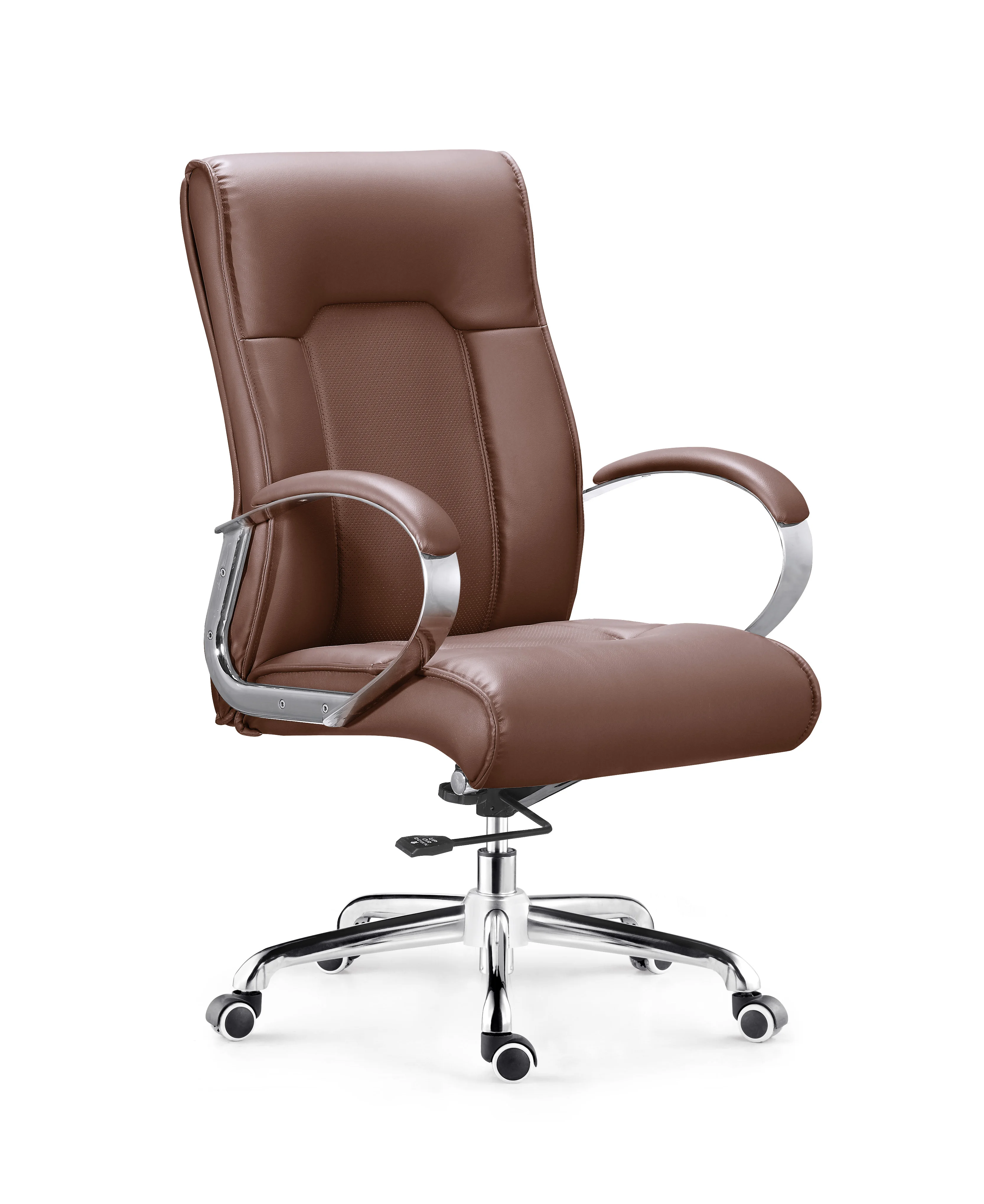 Hot selling modern leather office furniture chair High quality leather Chrome armrest Wheely chair brown leather office chair