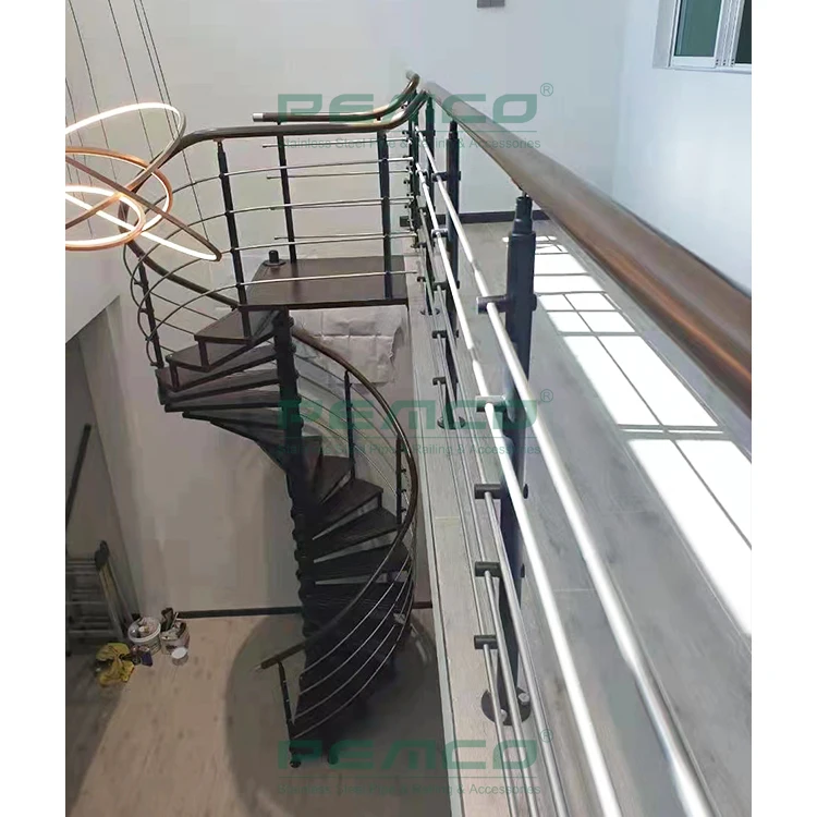 China Factory Prefab Stairs Round Spiral Stairs Modern Custom Tube Railing Spiral Staircases