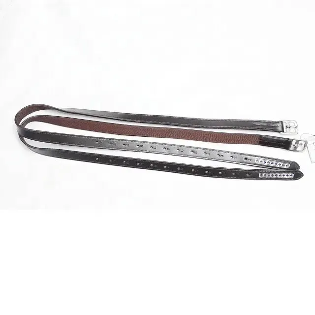 Horse English Saddle High Quality Drum Dyed Leather Stirrups Leather Strap with Rhinestones horse equipment