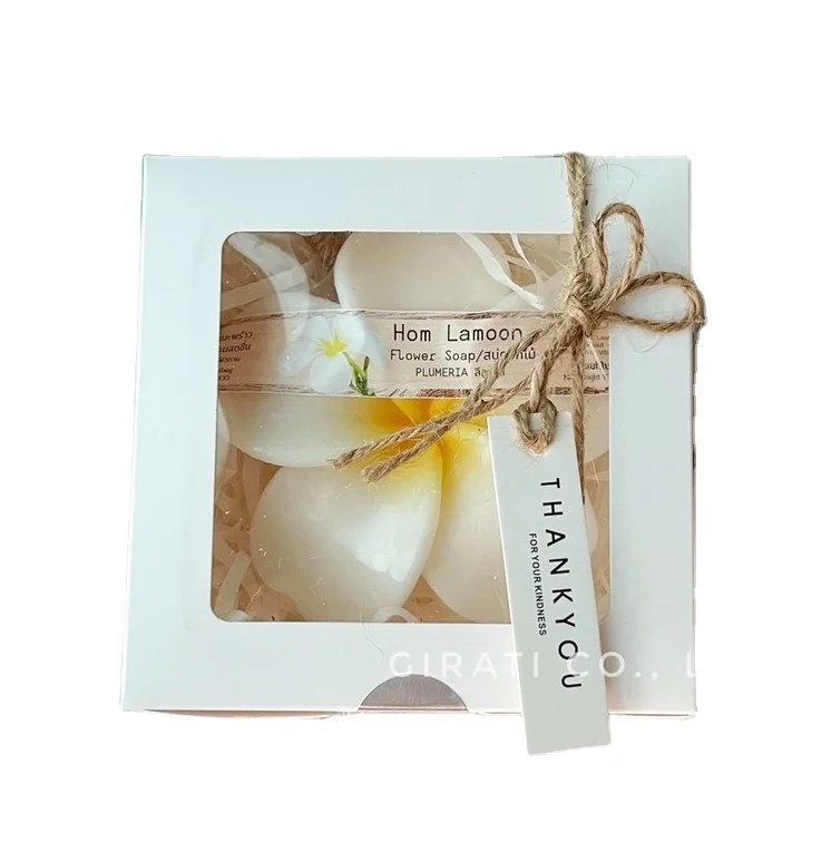2024 New Year Gift Valentine Gift Set Coconut Oil Flower Soap 100g Plumeria Flower Scent Product of Thailand