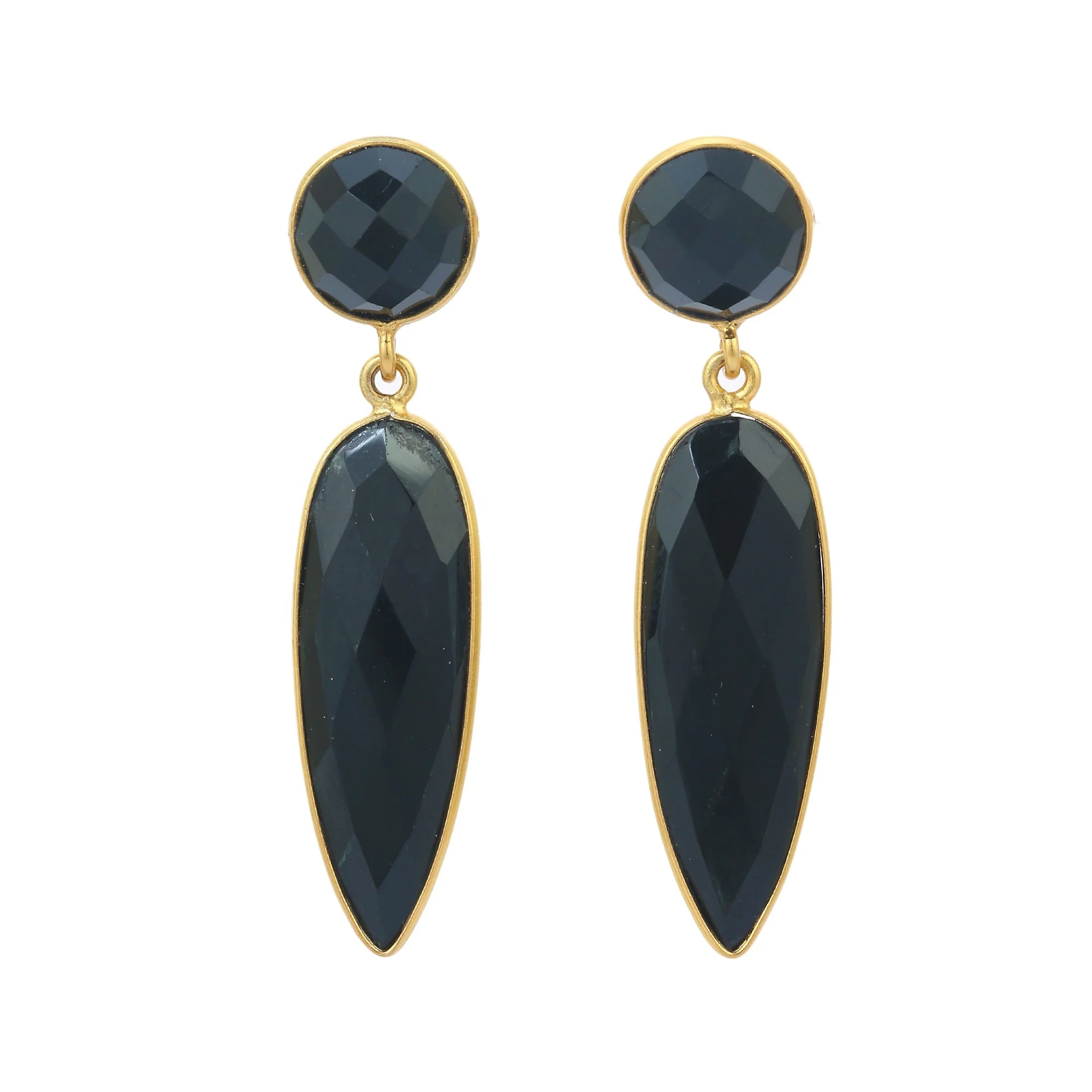 925 Sterling silver Black Onyx Fancy Earring Fancy Pear Shape And Round Wholesale Price Handmade Earrings