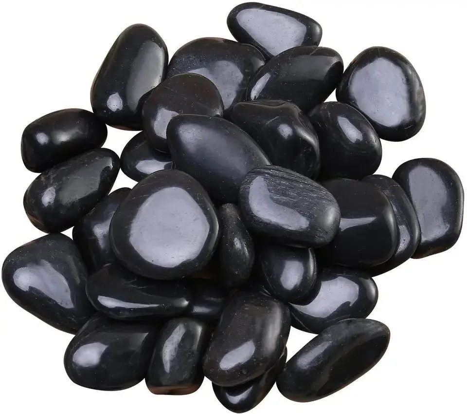 outdoor Natural Garden Landscape Polished Decorative Black Cobble Pebble Park Paving Landscaping Stone