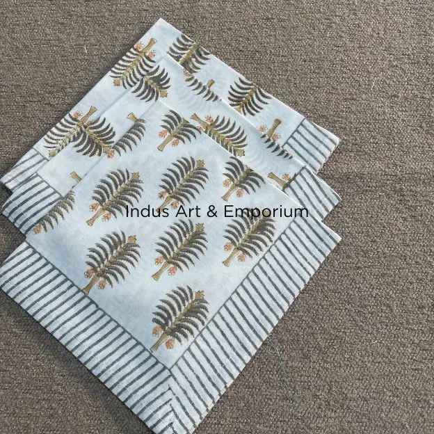 Beautiful Handmade Cotton Napkins Wholesale Hand Block Printed Cotton Napkins Colorful Hand Block Napkins