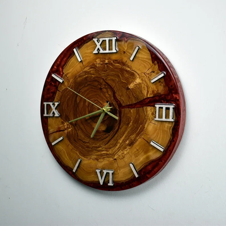 Triangle Shape Epoxy Resin & Cracked Wood Best Quality Unique Design Wooden Wall Clock/Wall Watch