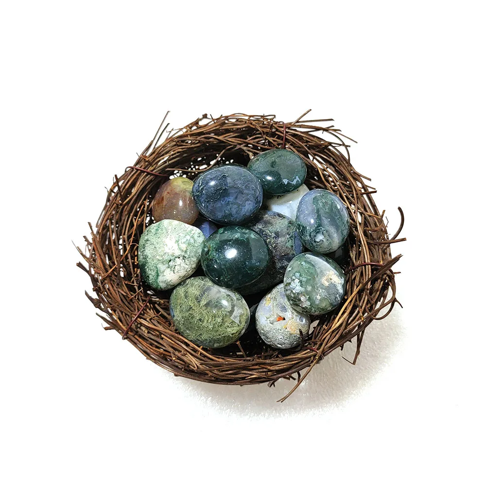 Moss Agate Crystal Tumble Wholesale High Quality Moss Agate Healing Tumbles Stones For Home Decoration