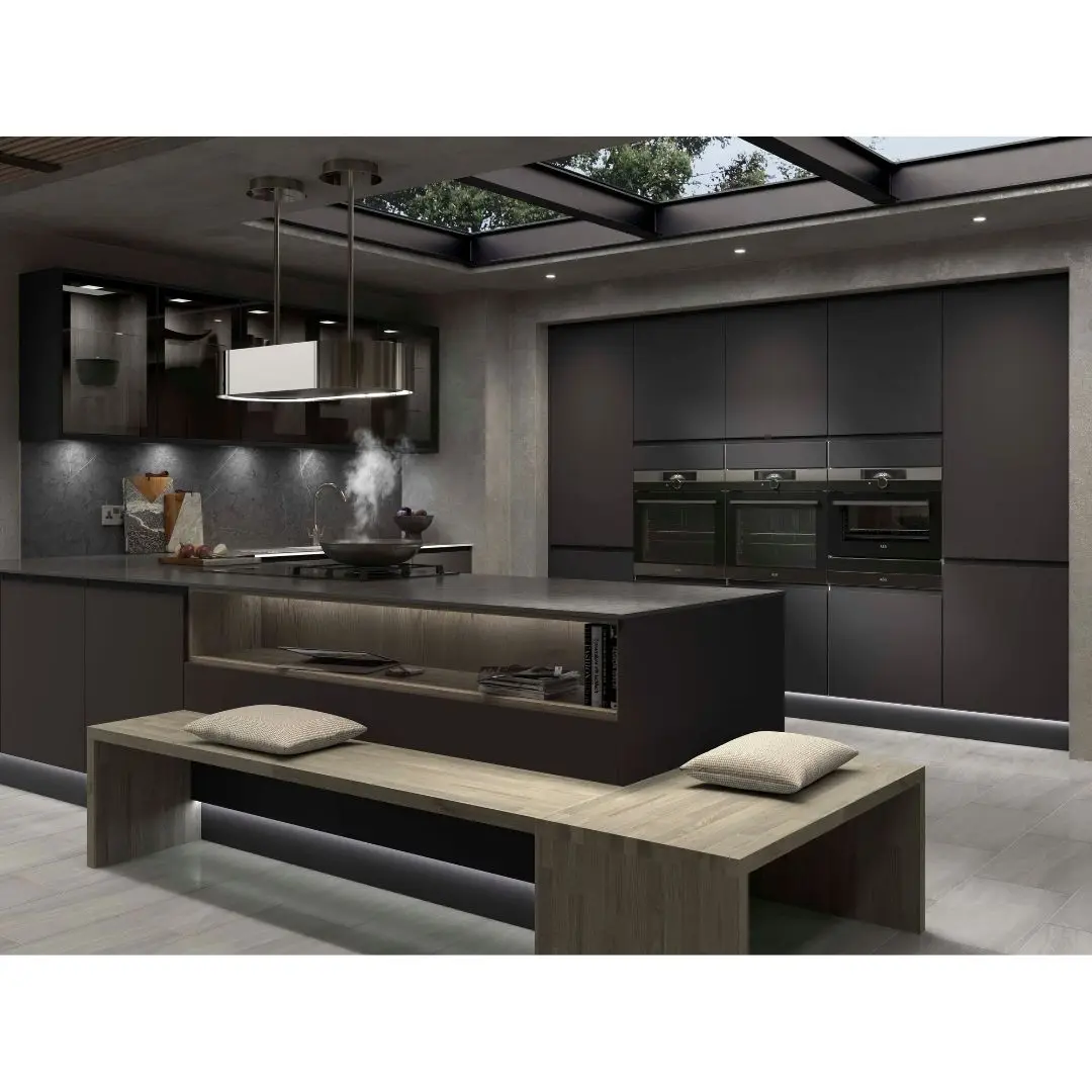 Kitchen Furniture Modern Price Interior Design Wood Veneer Kitchen Cabinet For Wholesales