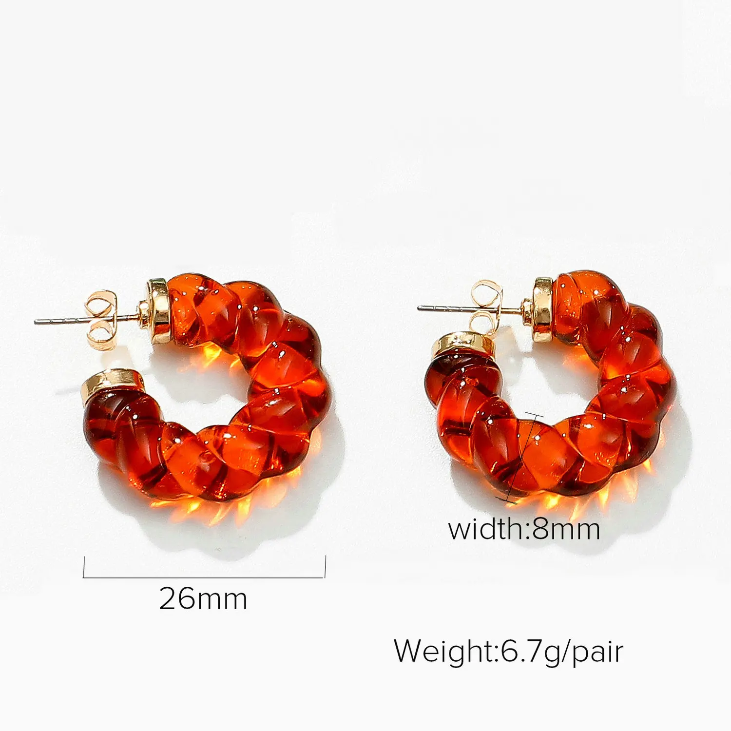 Mifen Wholesale Geometric Candy Color Resin Stud Earrings Transparent Twisted Open Round C-shaped Earrings Hoop For Women