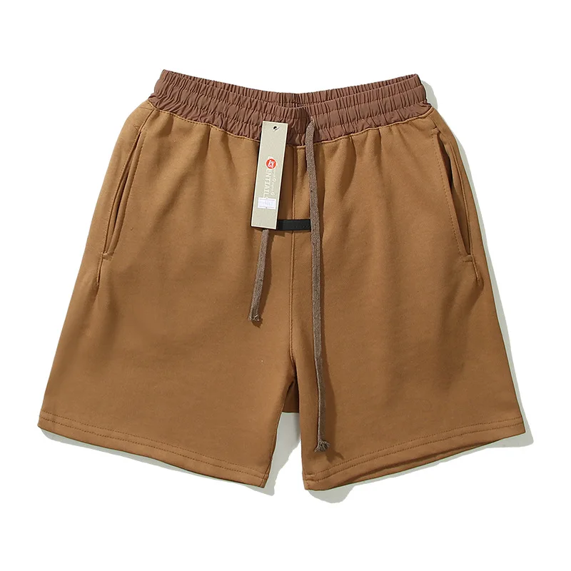 22ss High Street Bieber FOG Double Thread Flocked Letter Sweatpants Couple Hip Hop Loose Drawstring Shorts