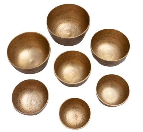 Antique Bronze Chakara Singing Bowl Set Metal Craft Custom Casting Engraving Souvenir Buddhism-Themed Logo Great Gift Idea