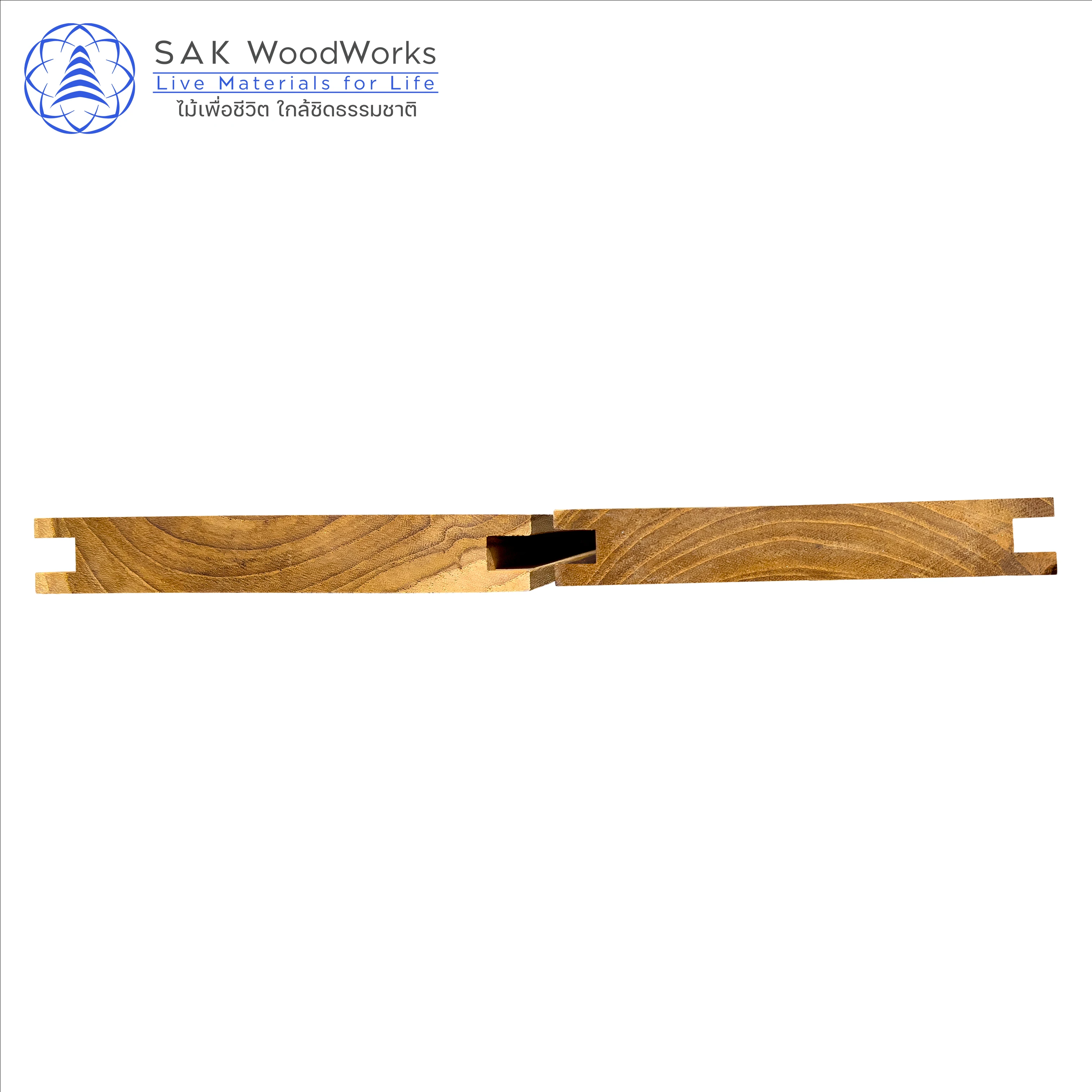 SAK WoodWorks Thai Teak Decking Boards with Groove| 22 x 140 mm. x 1.5 m. | Luxury  Golden Brown Color Decking for Exterior