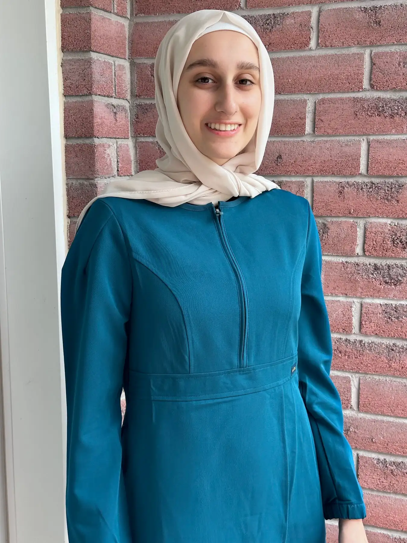 Women Plain Polyester Long Sleeve Kimono Cardigan Islamic Dubai Clothing Muslim Women 2pcs Abaya Scrubs Hospital Uniforms Sets