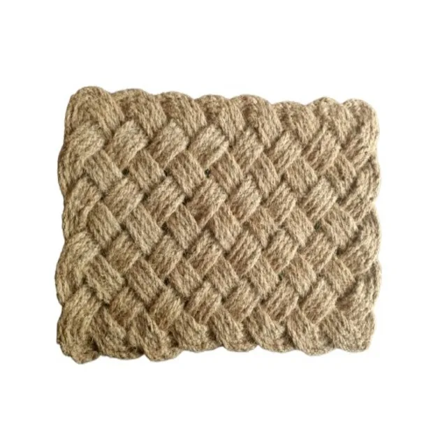 Handmade Reversible Coir Rope Mats Unique Plaid Design High Quality Indoor Doormats for Home or Office Durable from India