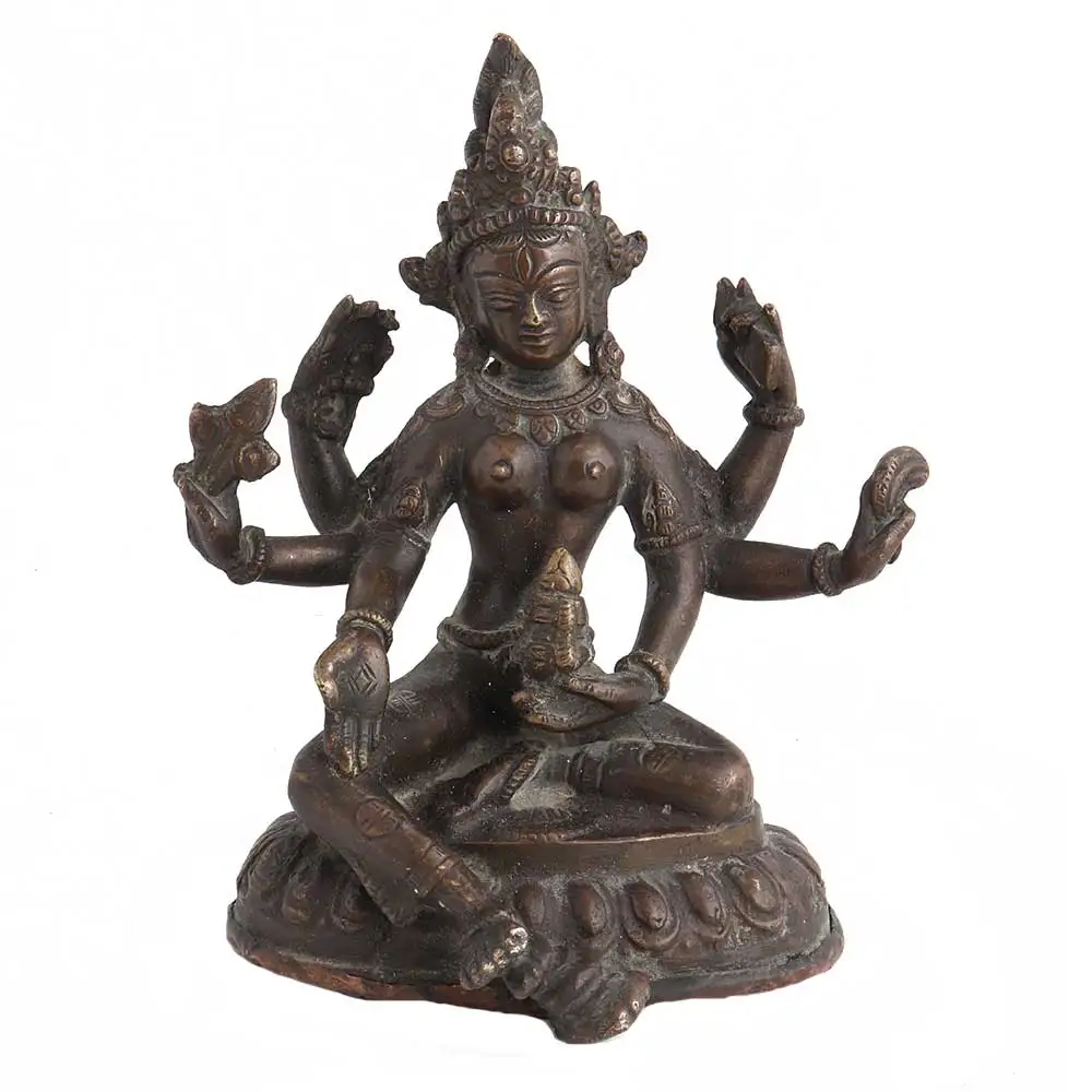 Handmade Indian Brass Antique Bronze Tibetan Goddess Sculptures Figurine Statue Home Decor Gift Items Size: 17 x 11 cm SNS-934