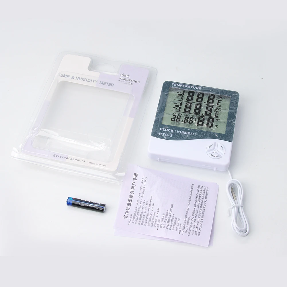 Hot sale  Digital LED Thermometer & Hygrometer HTC-2  Humidity Temperature  Meter Weather Station Indoor Outdoor