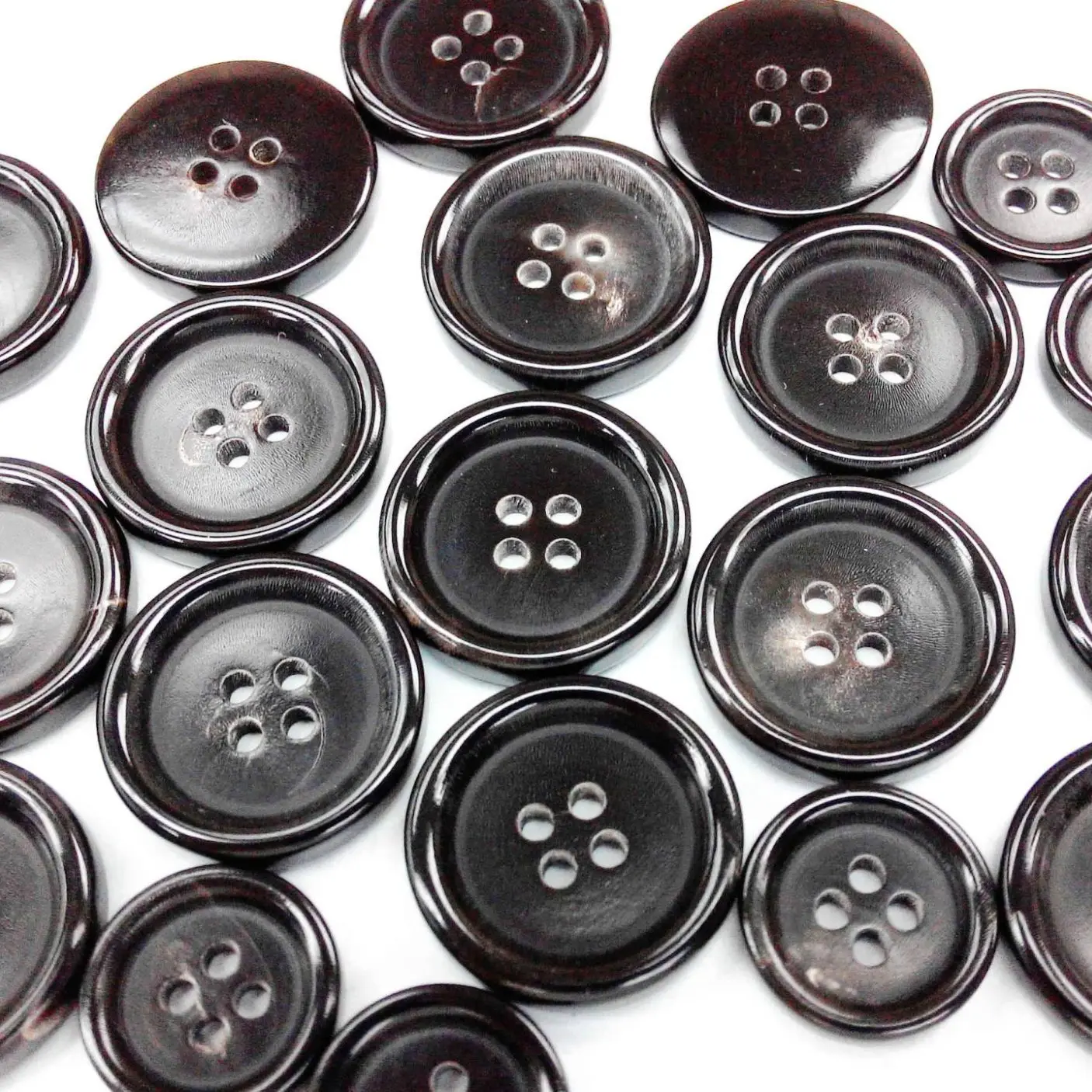 Black 30mm Horn Button Cloth  Blazers Suits Coats 15mm 20mm Black Real Buffalo Horn Shirt Button Real Horn Buttons Set
