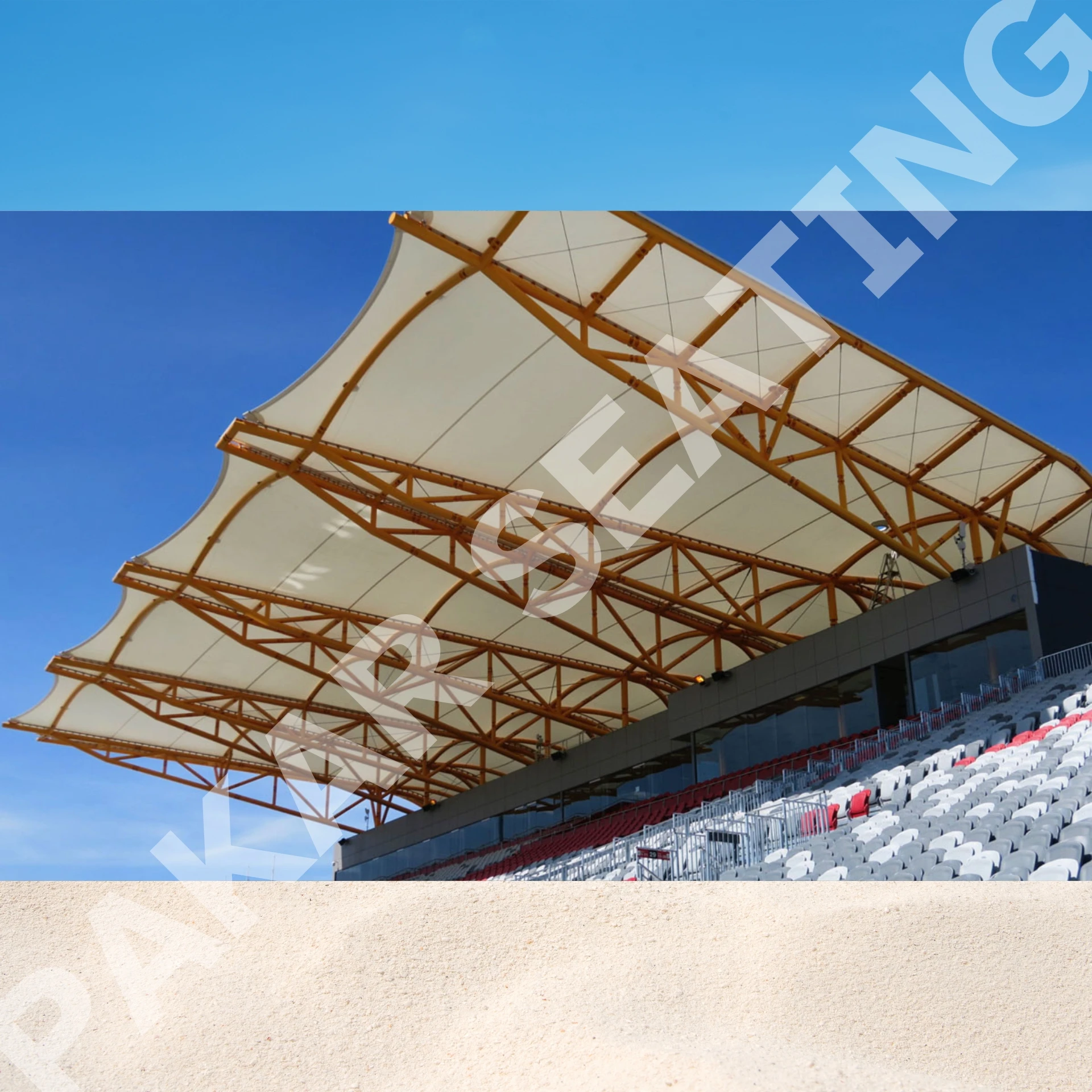 Stadium Grandstand with Staircases Roof Bleacher  Outdoor Sports Events Festivals Football National Day Sports Entertainment