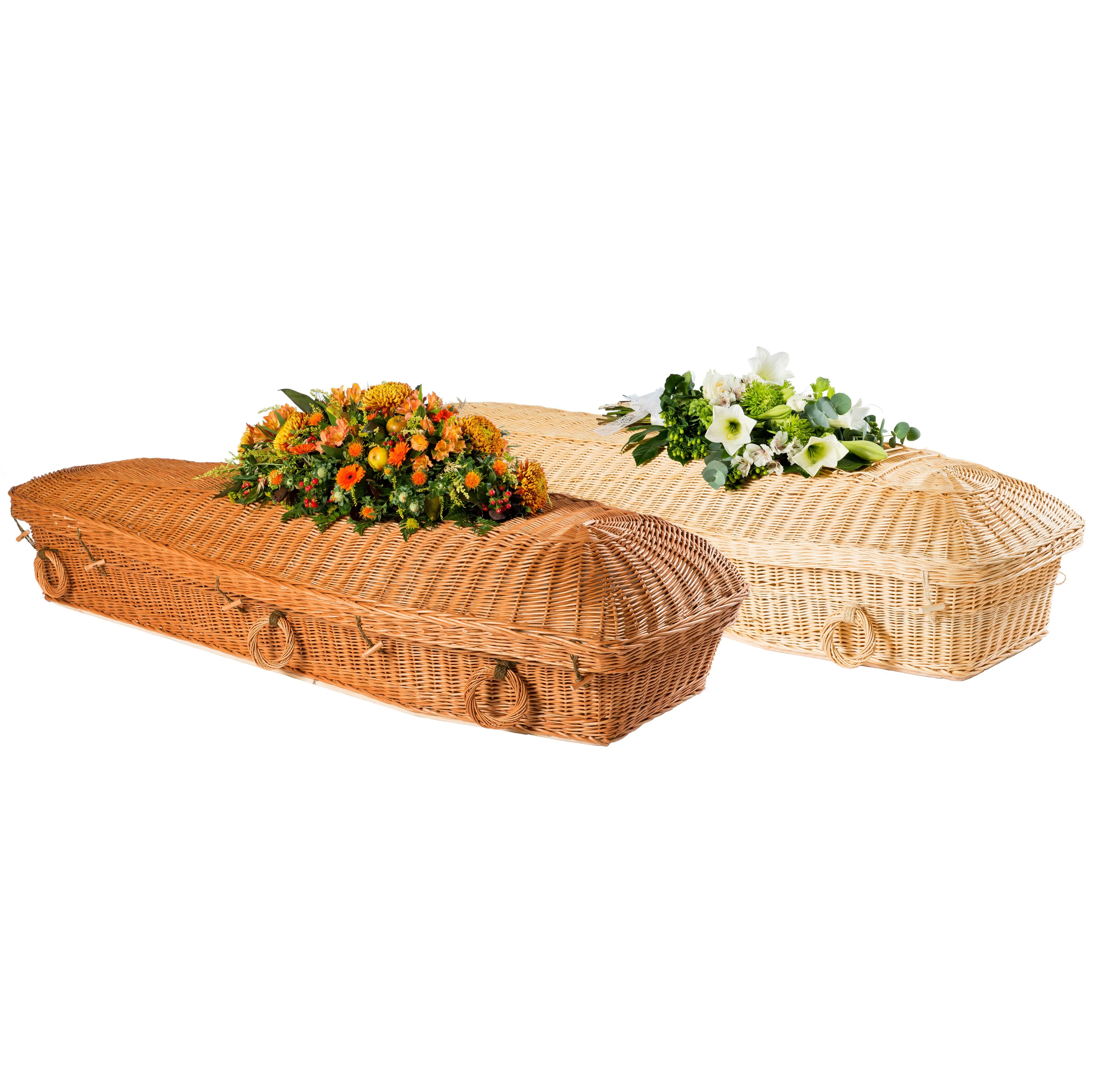 High Quality European Style Rattan Coffin Casket for Ashes Adult Handicraft Wicker funeral coffin for human pet made in Viet Nam