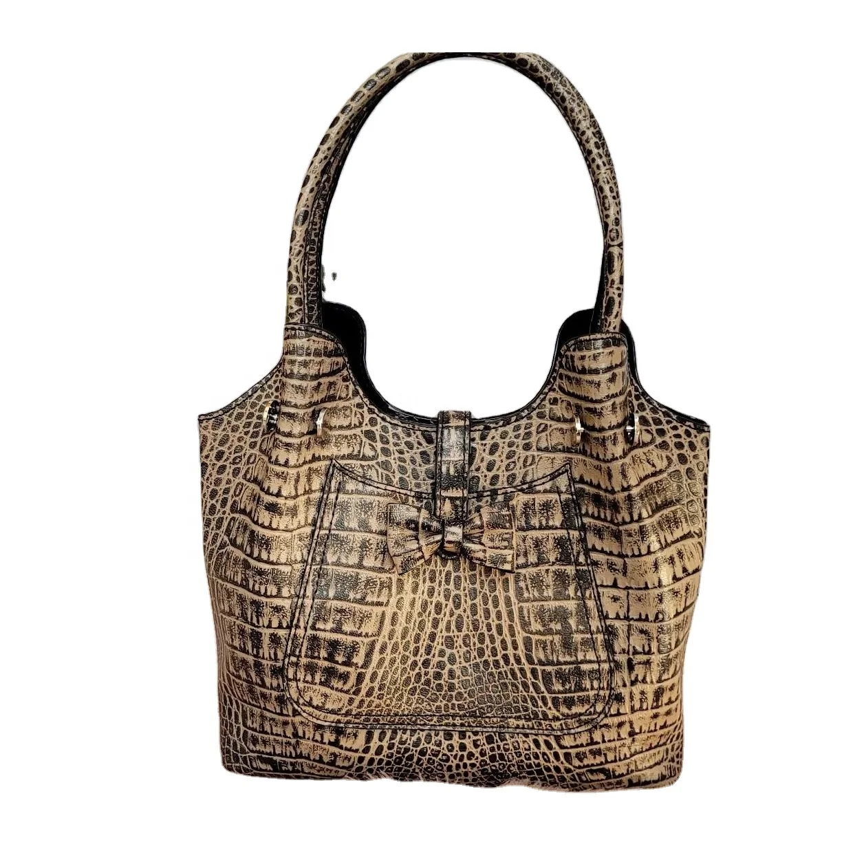 Finest Quality Genuine Leather Handmade Hand Bag With Bow Design Tote Bag English Style Top Indian Supplier Manufacturer