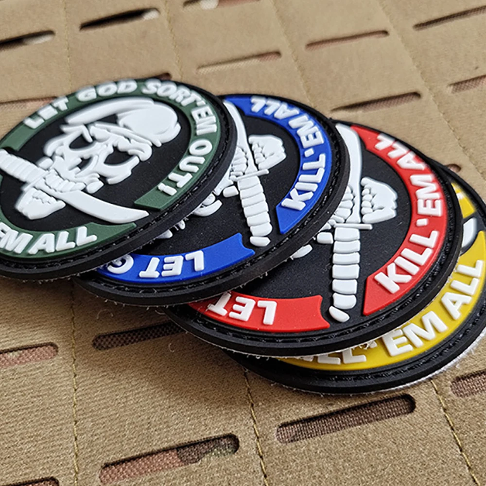 Excellent quality custom punisher 3D pvc rubber label patch silicone badge for clothing