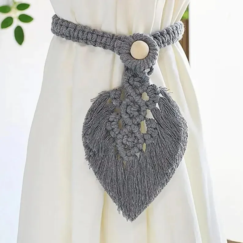 2024 Best Sale Christmas Decor Macrame Modern Curtain Tie Back, Boho Curtain Tie Back for Door and Window at Wholesale Price