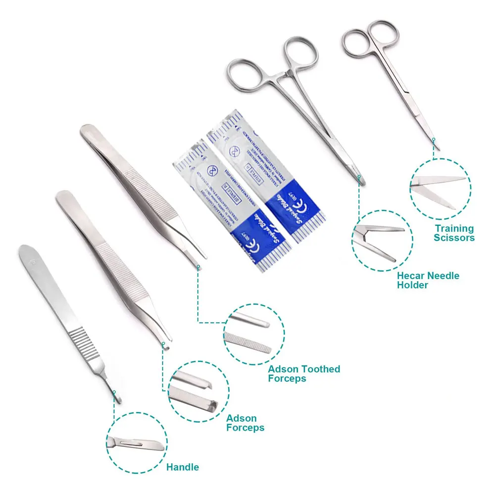 100% Best Quality Veterinary Suture Practice Kit Training for Medical Student Kit Doctor Nurse Suture Basic Instruments