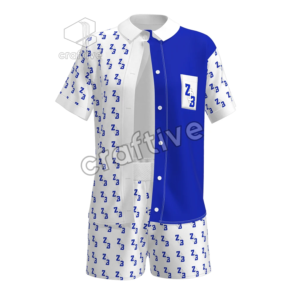 Zeta Phi Beta Sorority Letters Button Down & Shorts Set