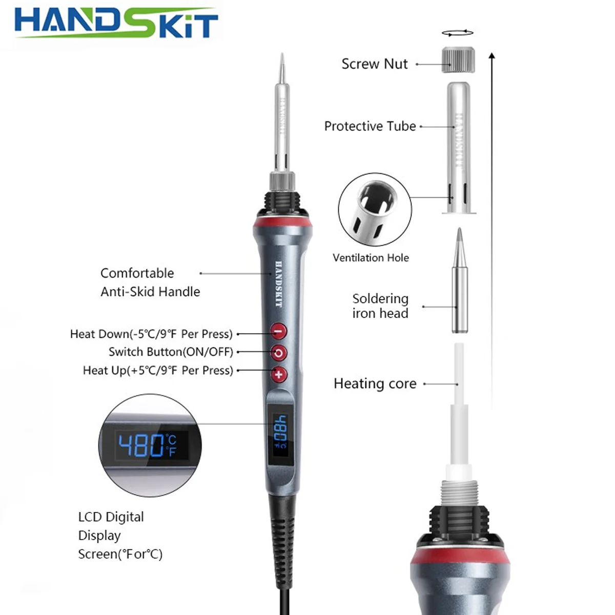 Электрический паяльник Handskit модель 927 110 В 220 90 Вт без аксессуаров