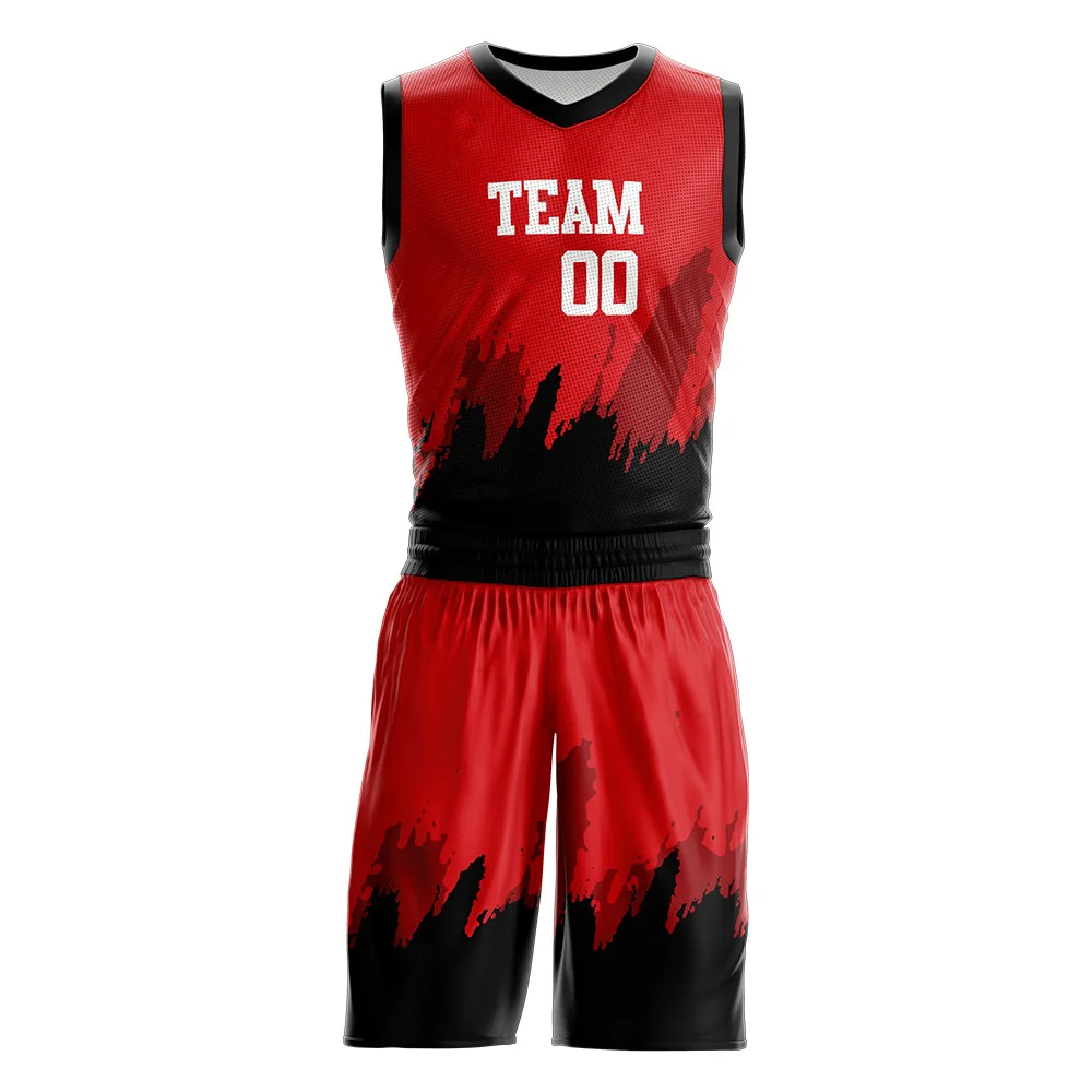 Custom royal Team Basketball Uniform 2 Pcs Breathable Mesh Fabric Wholesale Sublimation Printing Custom Reversible Basketball Un