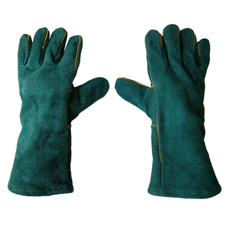 Cow Split Leather Welding Gloves Long Cowhide Genuine Leather Safety Gloves Work Protection Industrial Welding