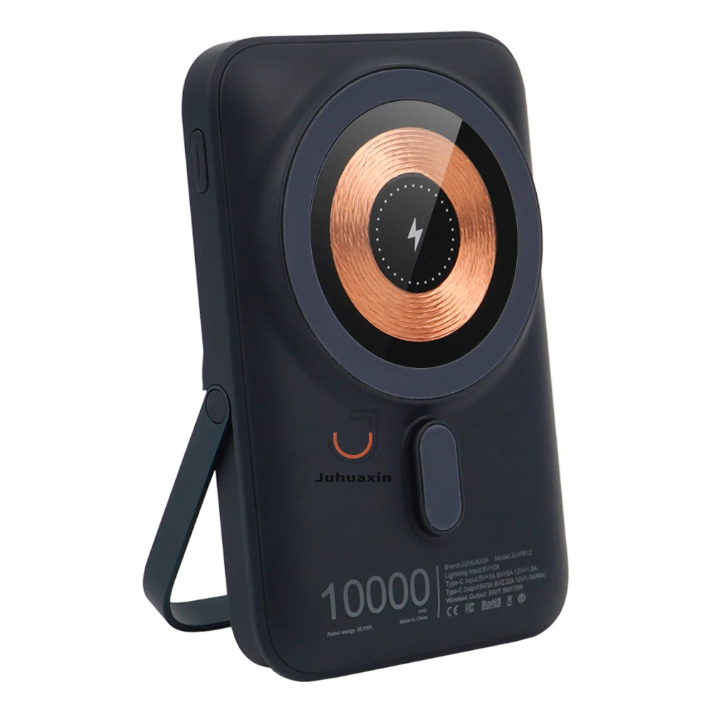 10000mAh Mini Wireless Battery  Phone Charger Magnetic Fast Charging Power Bank with Holder for iPh 16 15 14 Promax